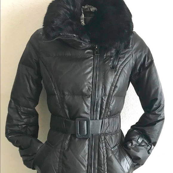 RUDSAK Jackets & Blazers - RUDSAK down moto belted coat w/rabbit fur trim -S